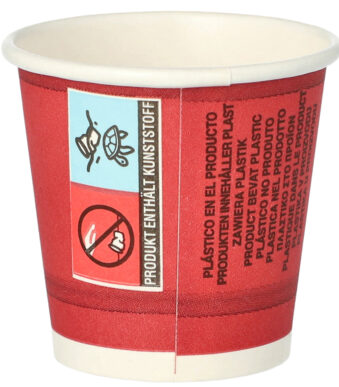 PAPSTAR kartonnen drinkbeker 'pure' Party Time, 5 cl, rood