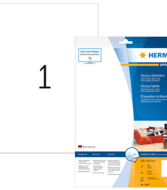 HERMA hoogglanzende inkjet-etiketten, 210 x 297 mm, wit
