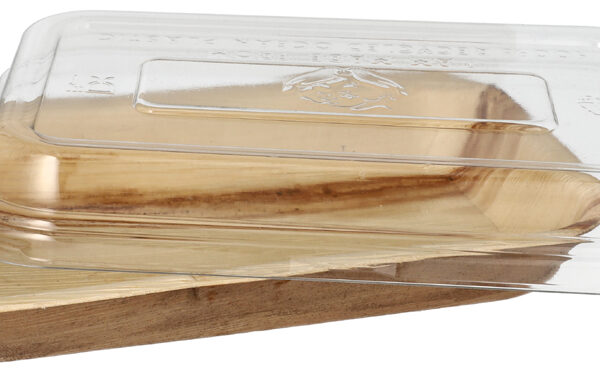 STARPAK palmblad-schaal met deksel, rechthoekig, 400 ml