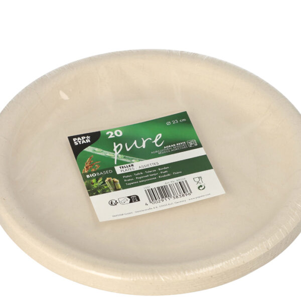 PAPSTAR bord van agrarische resten 'pure', rond, 230 mm, naturel