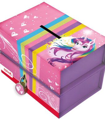 ROTH spaarpot 'Eenhoornportret', met magneet en slot