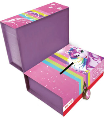 ROTH spaarpot 'Eenhoornportret', met magneet en slot