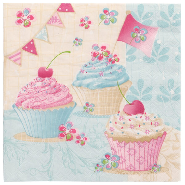 PAPSTAR motief-servetten 'Birthday Cup Cakes', 330 x 330 mm