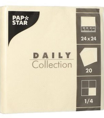 PAPSTAR cocktail-servetten, 240 x 240 mm, 3-laags, creme