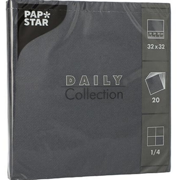 PAPSTAR lunchservetten, 320 x 320 mm, 3-laags, zwart, 20 stuks