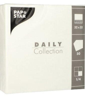 PAPSTAR lunchservetten, 320 x 320 mm, 3-laags, wit, 50 stuks