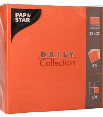 PAPSTAR lunchservetten, 320 x 320 mm, 3-laags, nektarine, wit, 50 stuks