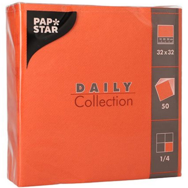 PAPSTAR lunchservetten, 320 x 320 mm, 3-laags, nektarine, wit, 50 stuks