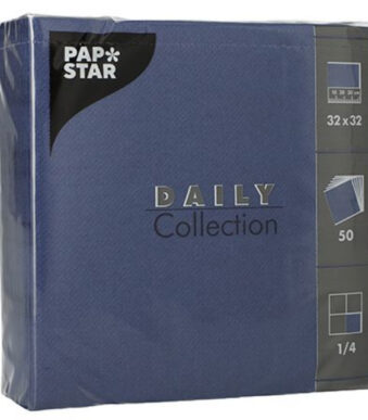 PAPSTAR lunchservetten, 320 x 320 mm, 3-laags, donkerblauw, 50 stuks