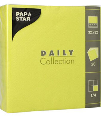 PAPSTAR lunchservetten, 320 x 320 mm, 3-laags, limoengroen, wit, 50 stuks