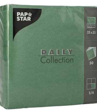 PAPSTAR lunchservetten, 320 x 320 mm, 3-laags, donkergroen, wit, 50 stuks
