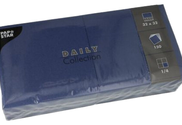 PAPSTAR lunchservetten, 320 x 320 mm, 3-laags, donkerblauw, 150 stuks