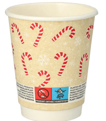 PAPSTAR kartonnen drinkbeker 'Candy Canes', 0,2 l