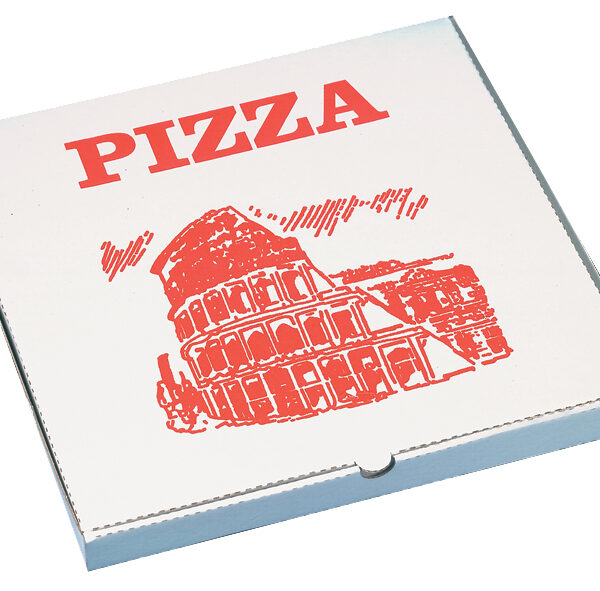 STARPAK Pizzadoos vierkant, 330 x 330 x 30 mm, wit/rood, 100 stuks