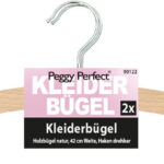 Peggy Perfect houten kledinghanger zonder broeklat, naturel, 2 stuks