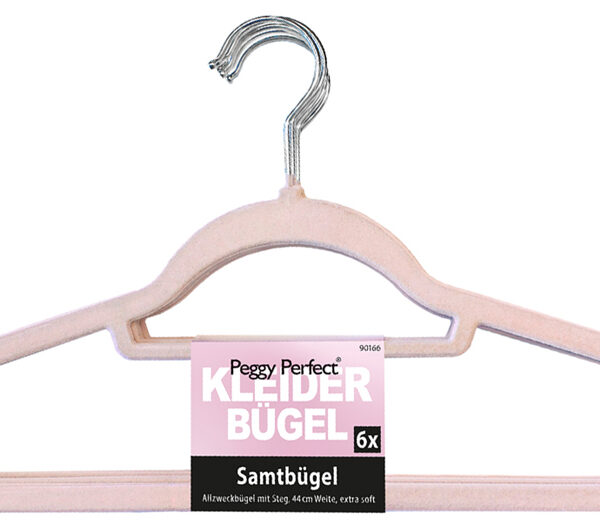 Peggy Perfect kledinghanger 'Fluwelen hanger' met broeklat, 6 stuks