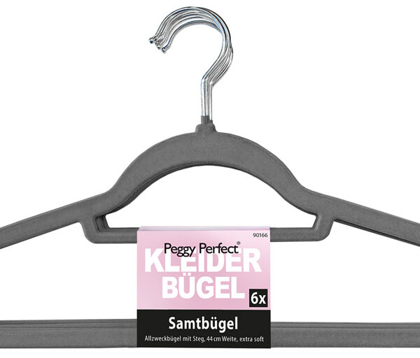 Peggy Perfect kledinghanger 'Fluwelen hanger' met broeklat, 6 stuks