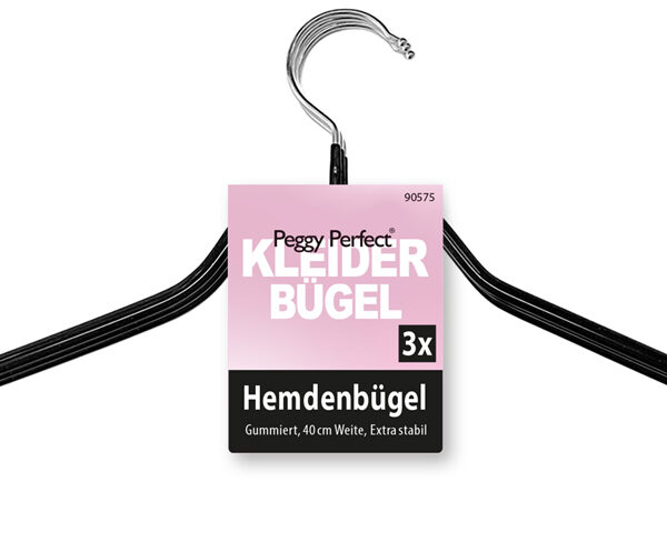 Peggy Perfect metalen kledinghanger zonder broeklat, 3 stuks