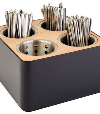 APS bestekhouder, met 4 vakken, hout/kunststof