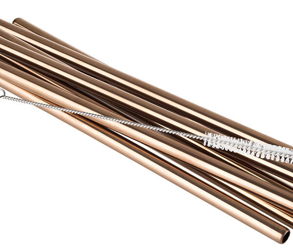 APS drinkrietje, van roestvrij staal, lengte: 215 mm, koper