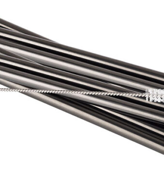 APS drinkrietje, van roestvrij staal, lengte: 215 mm, zwart