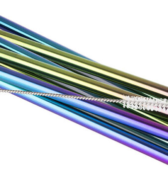 APS drinkrietje, van roestvrij staal, lengte: 215 mm, metallic