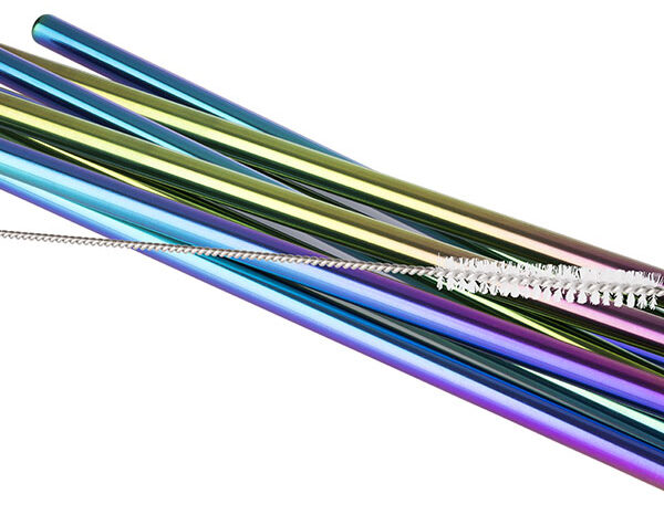 APS drinkrietje, van roestvrij staal, lengte: 215 mm, metallic