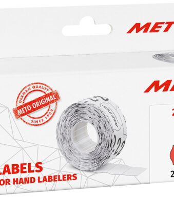 METO etiketten voor prijstang, 22 x 12 mm, fluor rood
