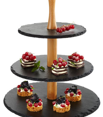 APS natuurleisteen-etagère, 3 niveaus, antraciet