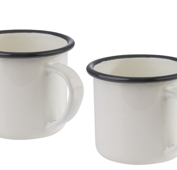 APS emaillebeker met oor, 350 ml, set van 2