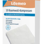 Lifemed katoenen compressen, 95 x 95 mm, wit