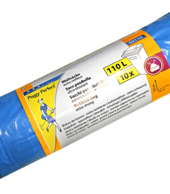 Peggy Perfect afvalzakken LDPE, met trekband, 110 liter, blauw
