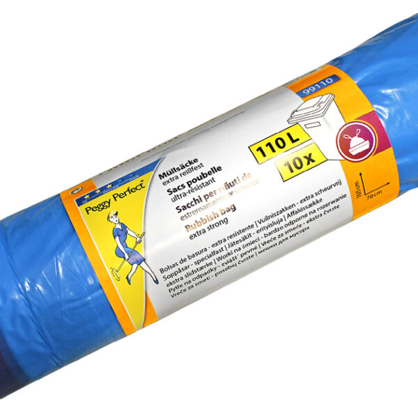 Peggy Perfect afvalzakken LDPE, met trekband, 110 liter, blauw