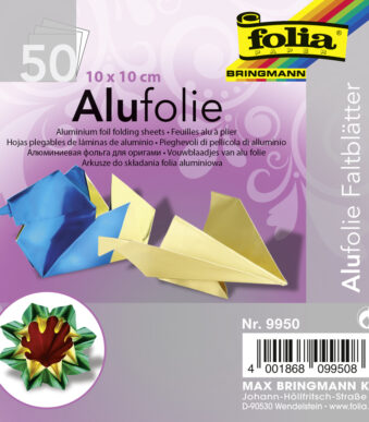 folia Alu-vouwbladen, 100 x 100 mm, 50 vel, kleuren assorti