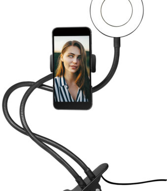 LogiLink Smartphone-houder met klem en ringlicht, 85 mm