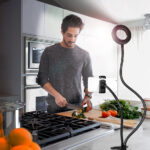 LogiLink Smartphone-houder met klem en ringlicht, 85 mm