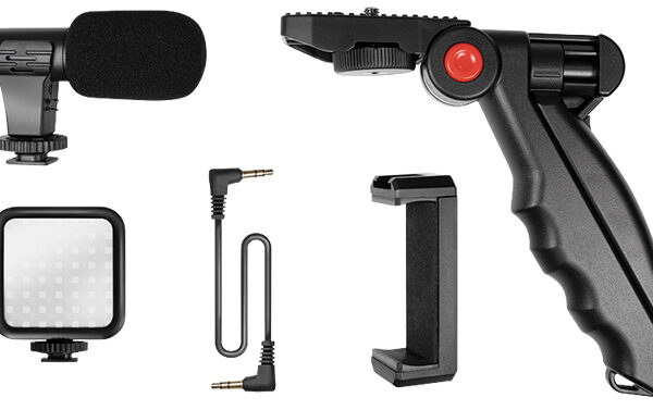 LogiLink Vlogger Kit met LED-Licht, met microfoon + statief
