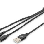 DIGITUS 3-in-1 laadkabel, USB A-Lightning + Micro USB+USB-C