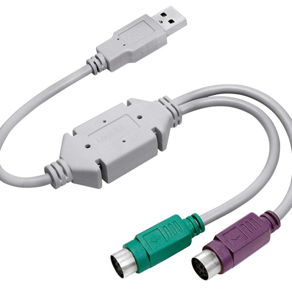 LogiLink USB 1.1 - 2 x PS/2 adapterkabel, lengte: 0,20 m