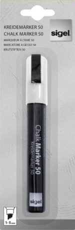 sigel krijtmarker 50, wigpunt: 1 - 5 mm, wit
