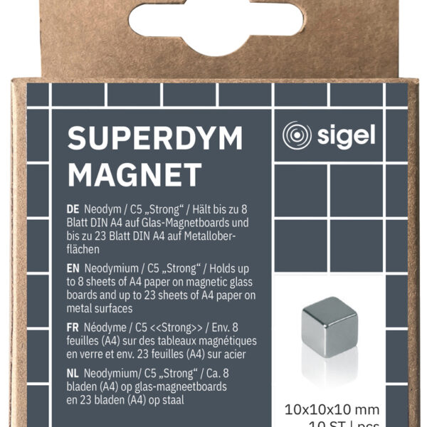 sigel Neodym-kubusmagneet 'Strong' C5, set van 10, zilver