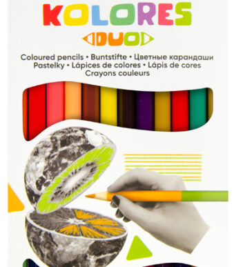 Kores driehoekige kleurpotloden 'DUO', 12 stuks in doosje + puntenslijper