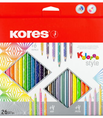 Kores driehoekige kleurpotloden 'Kolores Style', 26 in kartonnen doosje