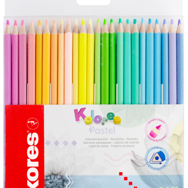 Kores driehoekig kleurpotlood 'Kolores Pastel', 24 stuks in doosje