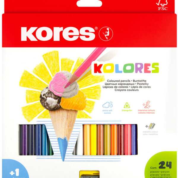 Kores driehoekig kleurpotlood 'Kolores', 24 in doosje