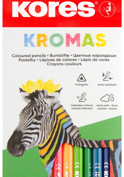 Kores driehoekig kleurpotlood 'Kromas', 12 stuks in doosje