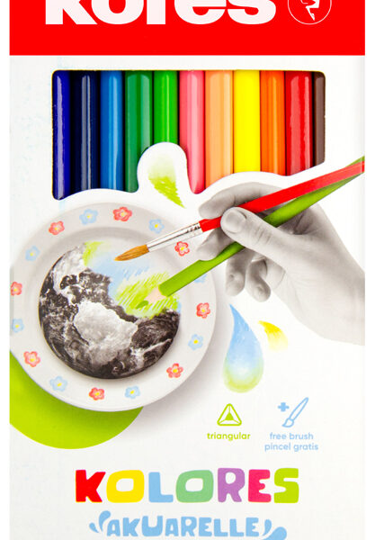 Kores aquarel-kleurpotlood 'Aquarelle', driehoekig, 12 stuks in doosje