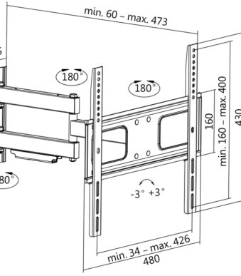 LogiLink TV-muurbeugel Full Motion, voor 81,28 - 139,7 cm