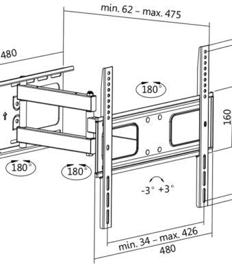 LogiLink TV-muurbeugel Full Motion, voor 81,28 - 139,7 cm