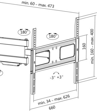 LogiLink TV-muurbeugel Full Motion, voor 96,98 - 177,8 cm